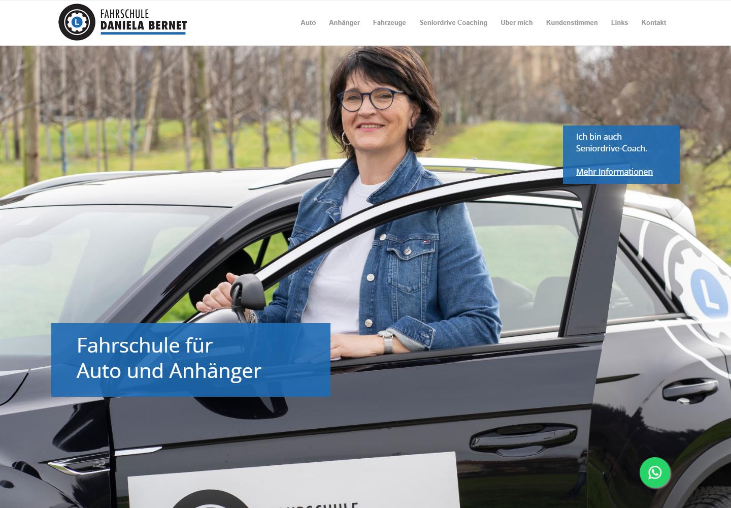 Desktop-Ansicht der Website Fahrschule Bernet