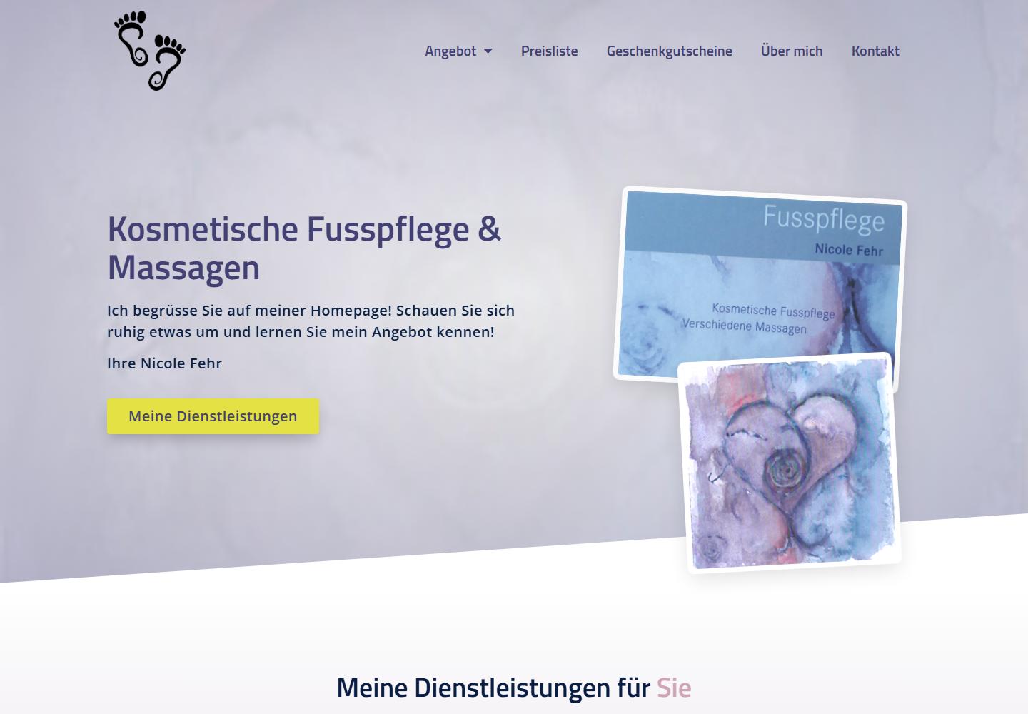 Desktop-Ansicht der Website Fusscreativ